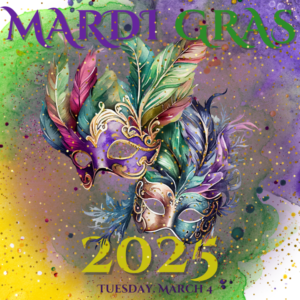 Periwinkle Stinky Mardi Gras Mardi Gras 2025 poster.