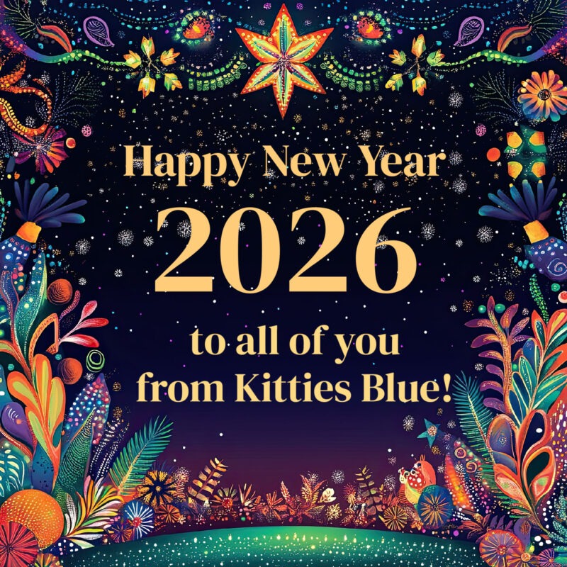 new year 2026 Poster from Kitties Blue to welcome in the new year 2026.