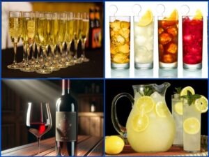 collage of beverages