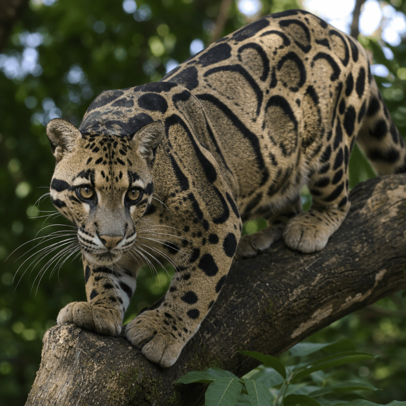 Clouded Leopard in a tree.